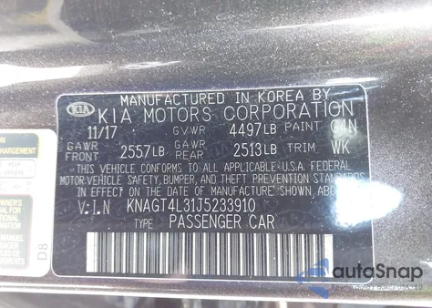 2018 Kia Optima Lx from USA, damaged, VIN KNAGT4L31J5233910